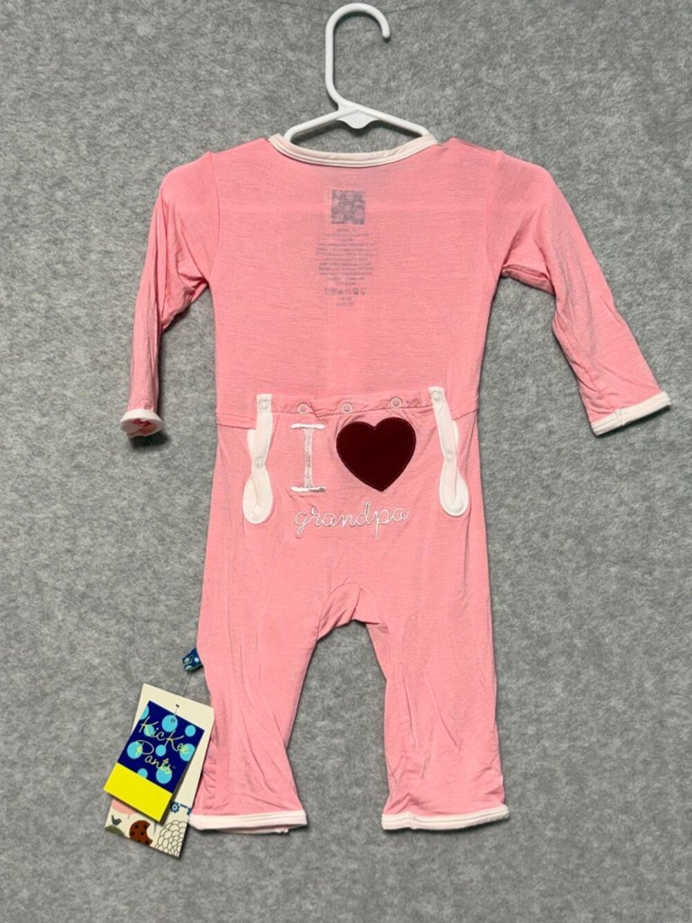 Kickee Pants Baby Pink Layette Footie 3-6M Viscose Bamboo I Love Grandpa